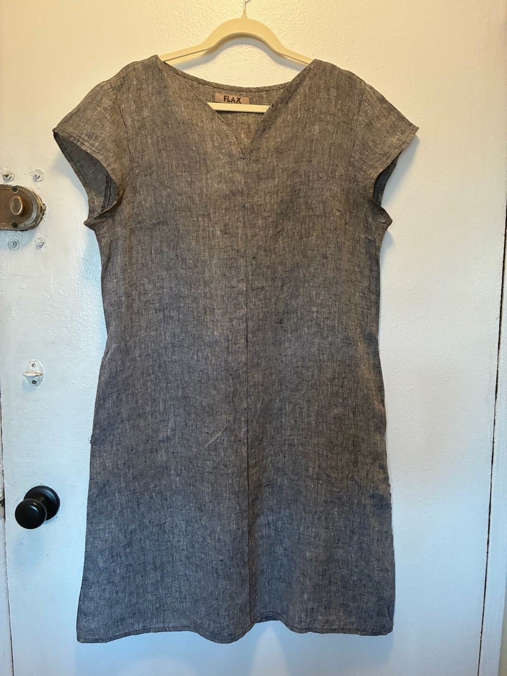 FLAX  Grey Linen Shift Dress classic and easy.